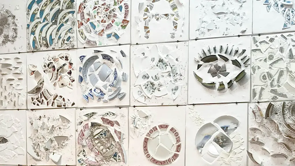 Ceramic art made from broken plates